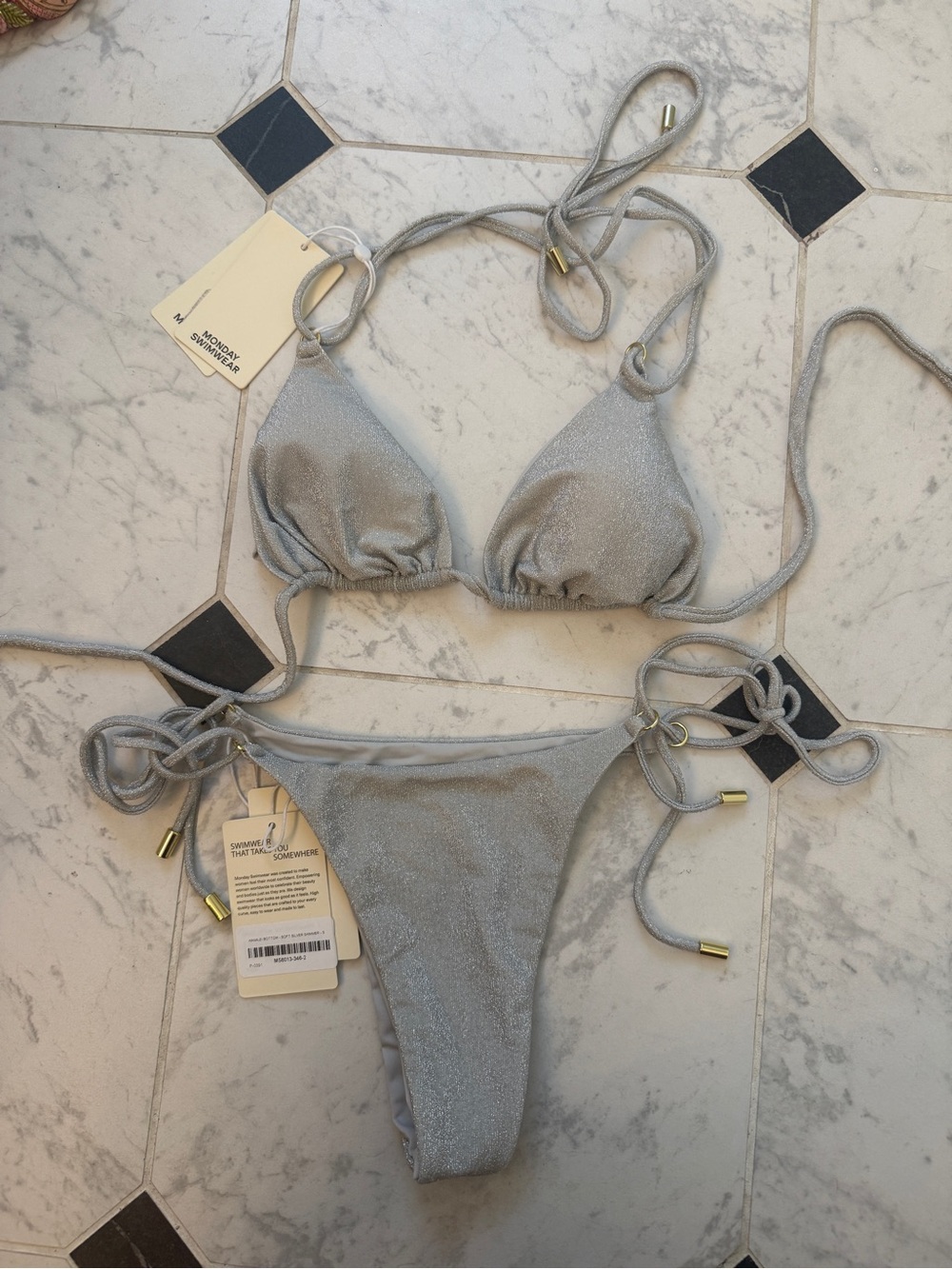 NWT Monday Swimwear Hanalei shimmer swimsuit set